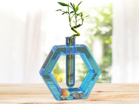 Molde silicona florero hidroponia hexagonal